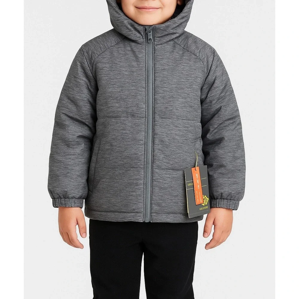 All in Motion‎ Kids Gray Puffer Jacket Wind Water Resistant Full Zip S